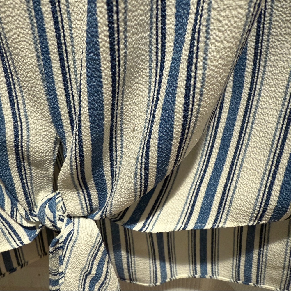 Soprano Blue and White Striped Off-Shoulder Blouse - Picture 4 of 6